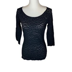 Wolford Black Sheer Lace Animal Cheetah Top Large